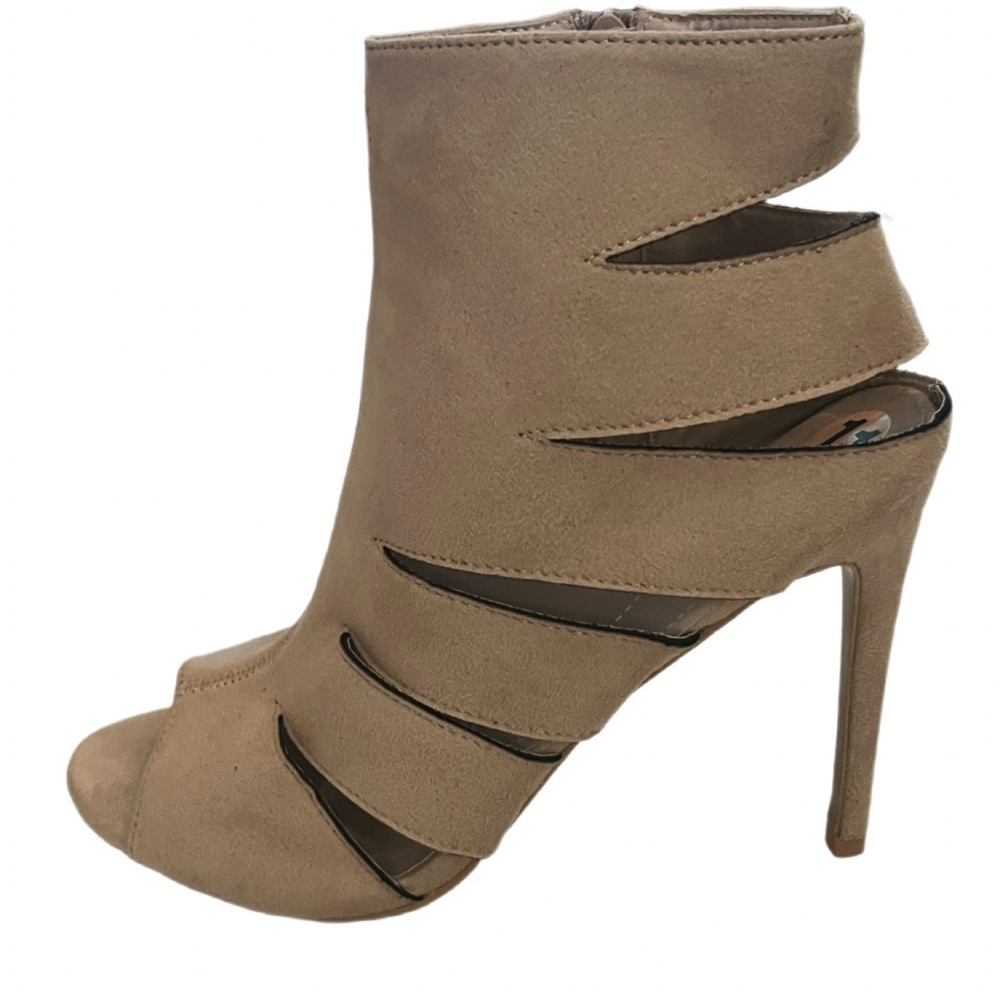 Peep Toe Stiletto Booties with Cut Outs